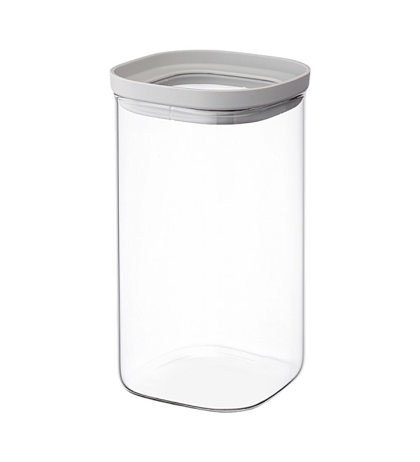 Банка для хранения квадратная vacuum glass, 1,5 л, светло-серая