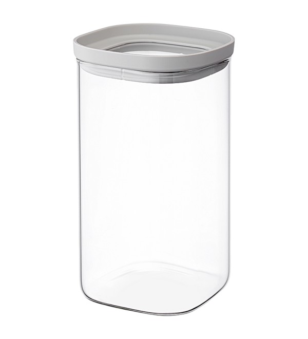 Банка для хранения квадратная vacuum glass, 1,5 л, светло-серая