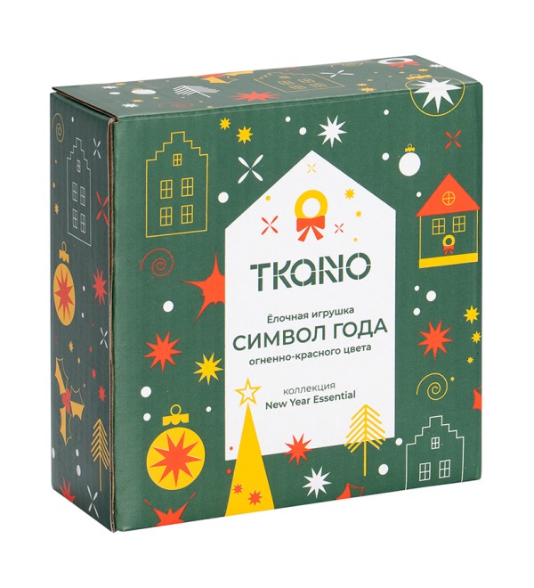 Ёлочная игрушка Символ года огненно-красного цвета из коллекции new year essential