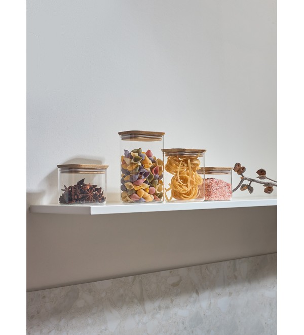 Банка для хранения прямоугольная glass acacia, 1,3 л