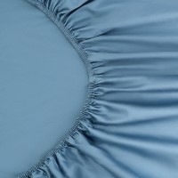 Простыня на резинке из премиального сатина джинсово-синего цвета из коллекции essential, 200х200х30 см
