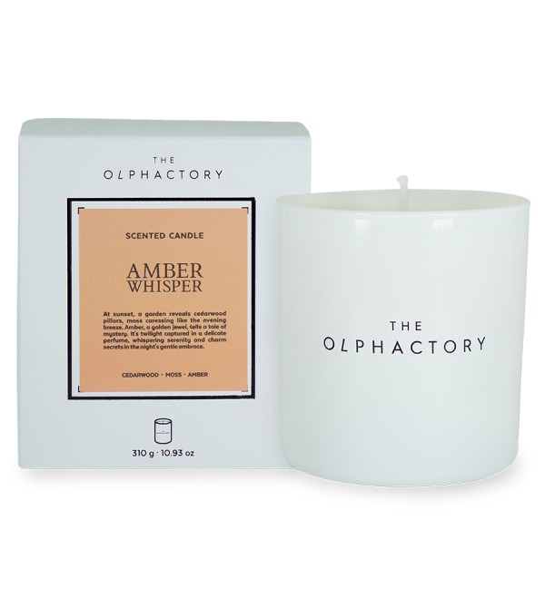 Свеча ароматическая the olphactory, white insignia, amber whisper, 60 ч