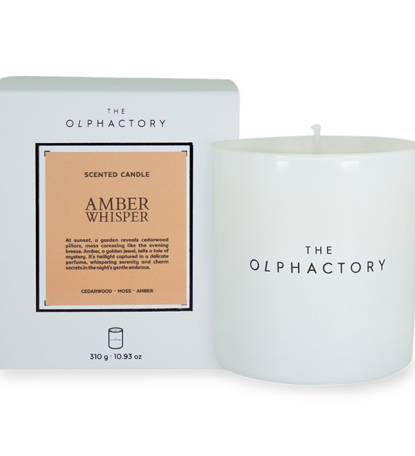 Свеча ароматическая the olphactory, white insignia, amber whisper, 60 ч