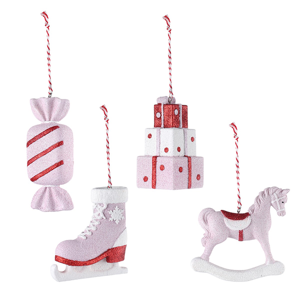 Набор ёлочных украшений pink fairytale из коллекции new year essential, 4 шт.