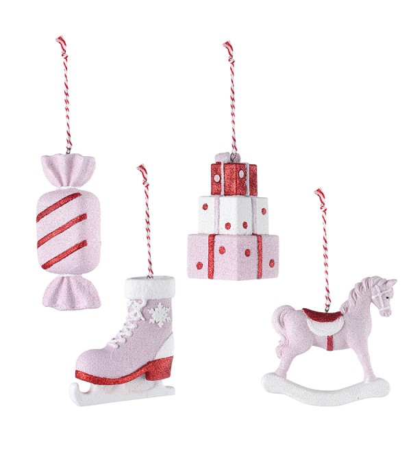 Набор ёлочных украшений pink fairytale из коллекции new year essential, 4 шт.