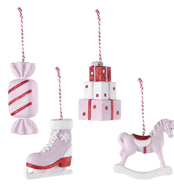 Набор ёлочных украшений pink fairytale из коллекции new year essential, 4 шт.
