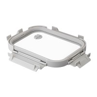 Контейнер для запекания и хранения прямоугольный click glass, 640 мл, светло-серый