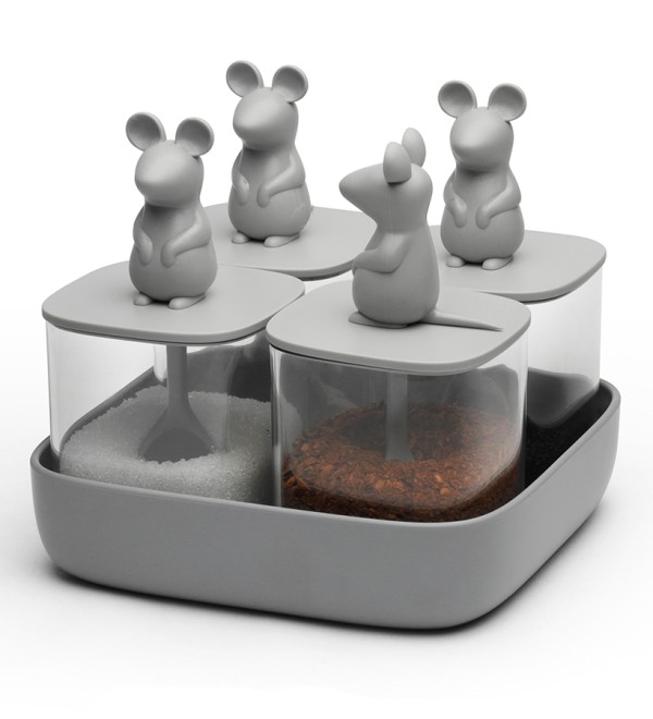 Набор банок для сыпучих продуктов lucky mouse seasoning, 4 шт.