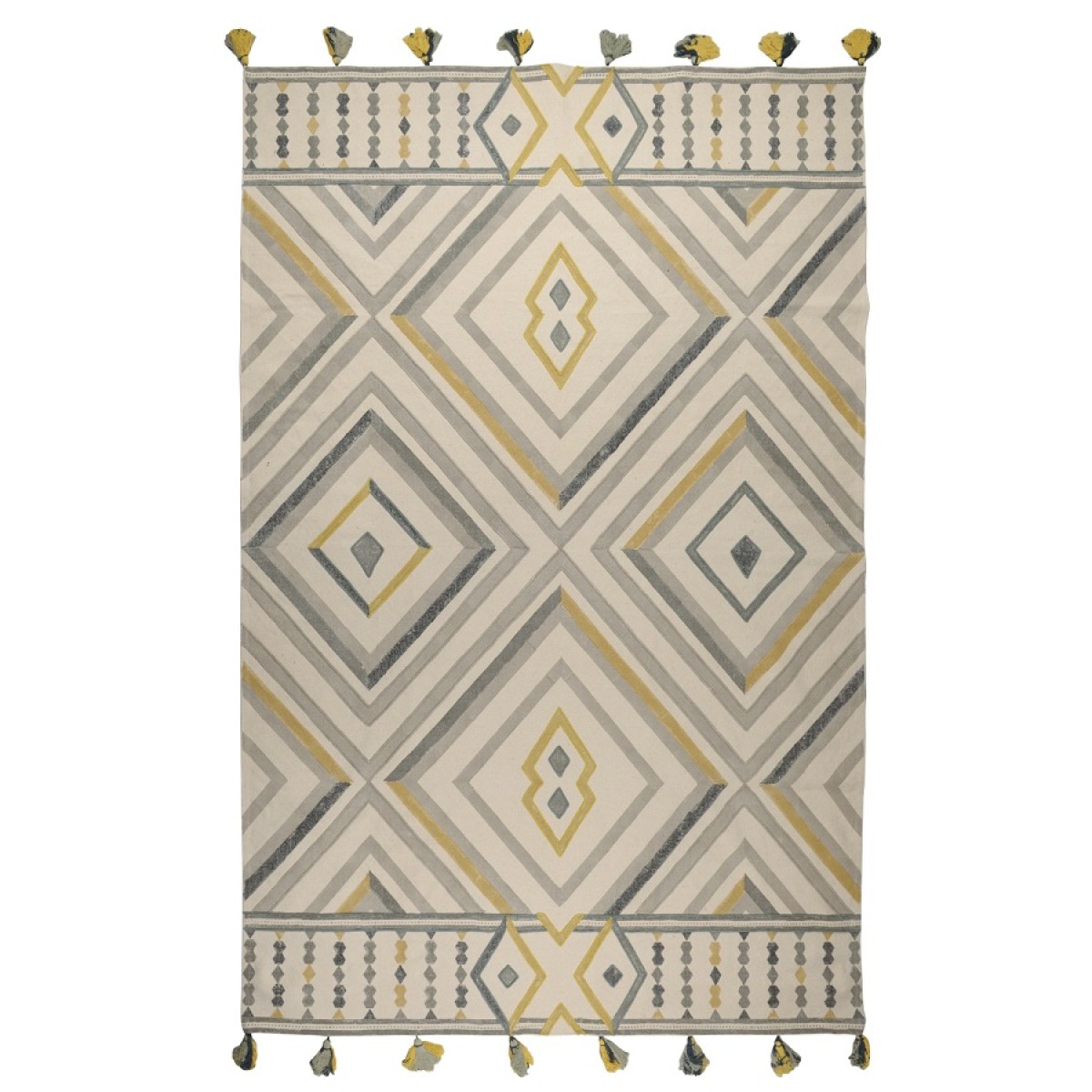 Ковер из хлопка с контрастным узором и кисточками из коллекции ethnic, 200х300 см