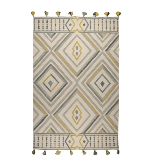 Ковер из хлопка с контрастным узором и кисточками из коллекции ethnic, 200х300 см