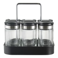 Набор из 6 банок для специй с подставкой spice box, 100 мл