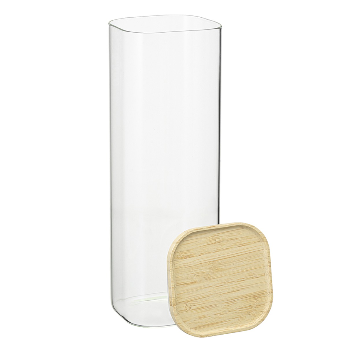 Банка для хранения квадратная glass bamboo, 2,2 л