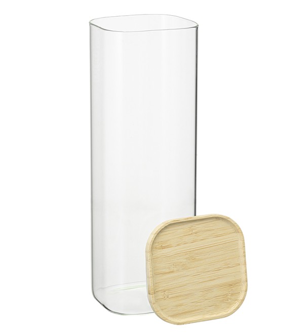Банка для хранения квадратная glass bamboo, 2,2 л