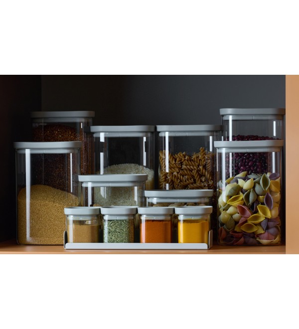 Банка для хранения прямоугольная vacuum glass, 1,25 л, светло-серая