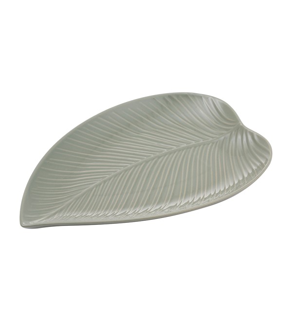 Блюдо сервировочное in the forest leaf, 20,5х31,5 см, серо-зеленое