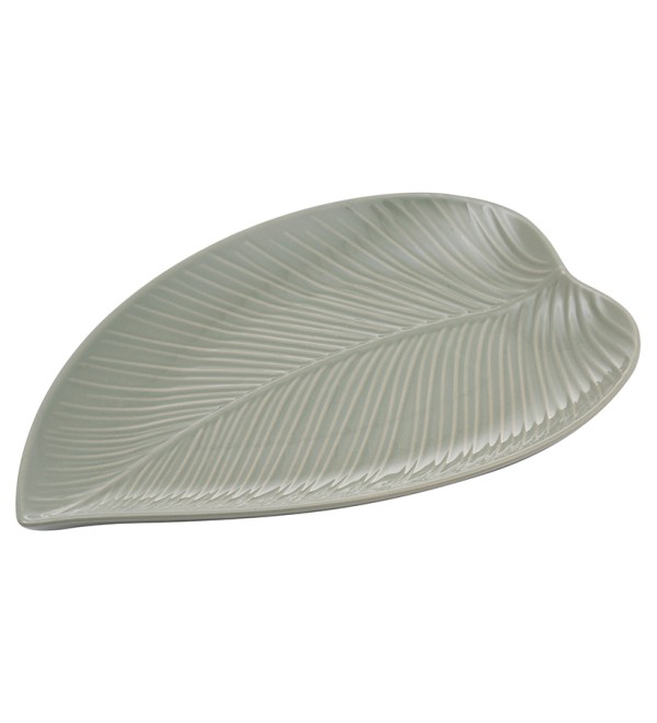 Блюдо сервировочное in the forest leaf, 20,5х31,5 см, серо-зеленое