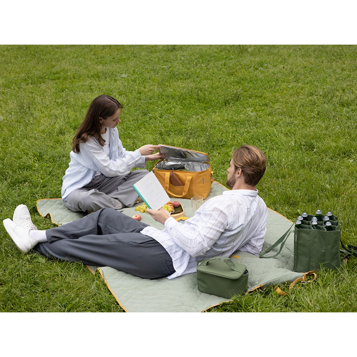 Плед для пикника и отдыха на пляже smart picnic, шалфей