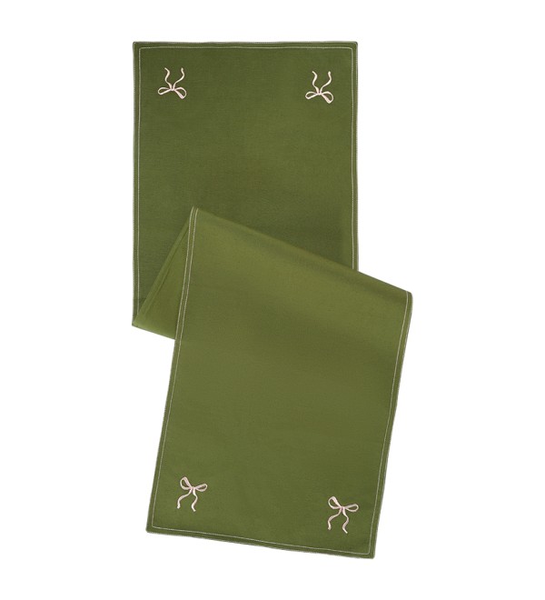 Дорожка на стол fancy bows оливкового цвета из коллекции essential, 45x150 см
