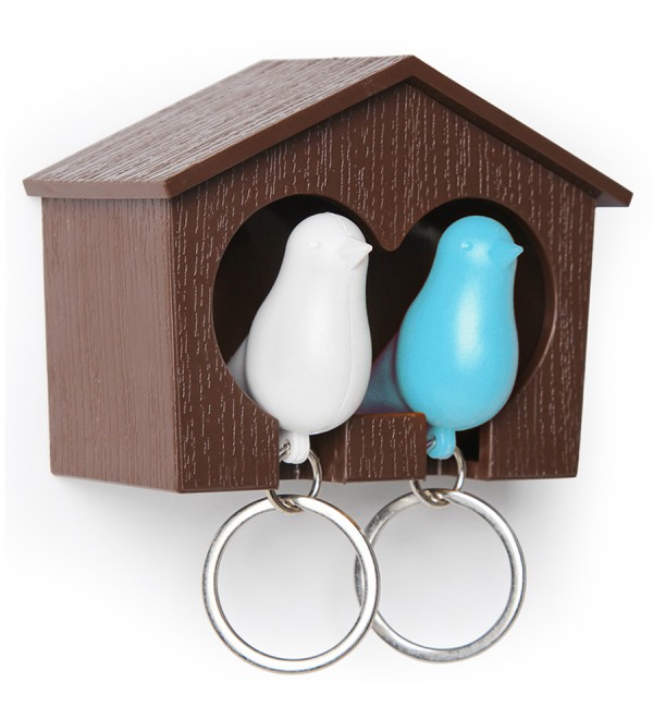 Держатель для ключей duo sparrow, коричневый/белый/голубой