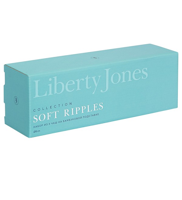 Набор из 3 чаш на деревянной подставке soft ripples, dual glazing, 200 мл