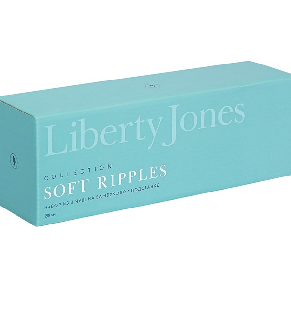 Набор из 3 чаш на деревянной подставке soft ripples, dual glazing, 200 мл