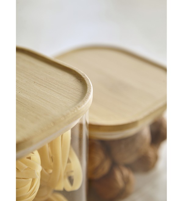 Банка для хранения квадратная glass bamboo, 1,5 л
