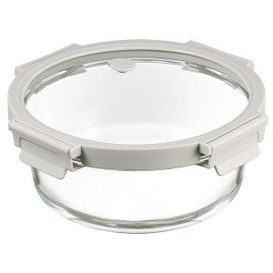 Контейнер для запекания и хранения круглый click glass, 1,3 л, светло-серый