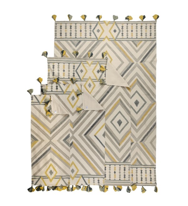Ковер из хлопка с контрастным узором и кисточками из коллекции ethnic, 200х300 см