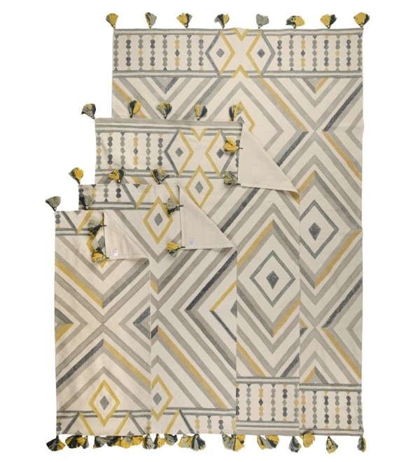 Ковер из хлопка с контрастным узором и кисточками из коллекции ethnic, 200х300 см