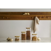 Банка для хранения прямоугольная glass bamboo, 600 мл
