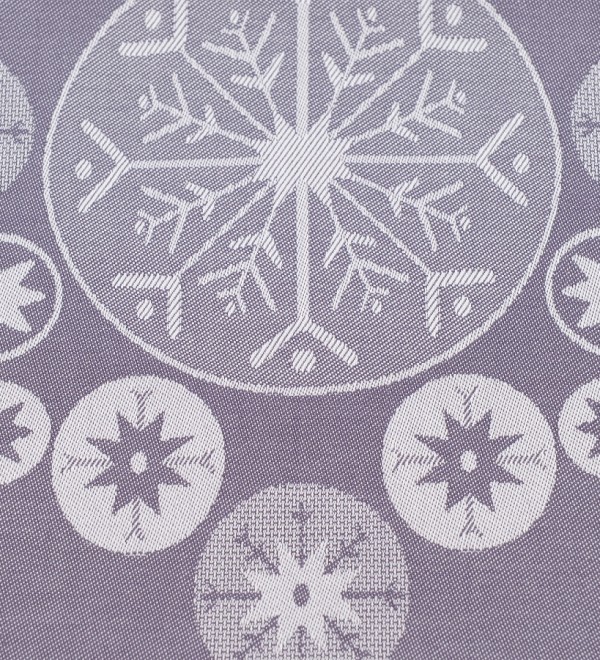 Дорожка из хлопка фиолетово-серого цвета с рисунком Ледяные узоры, new year essential, 53х150см