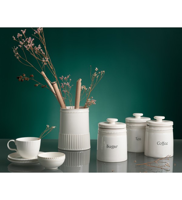 Банка для чая белого цвета из коллекции kitchen spirit, 820 мл