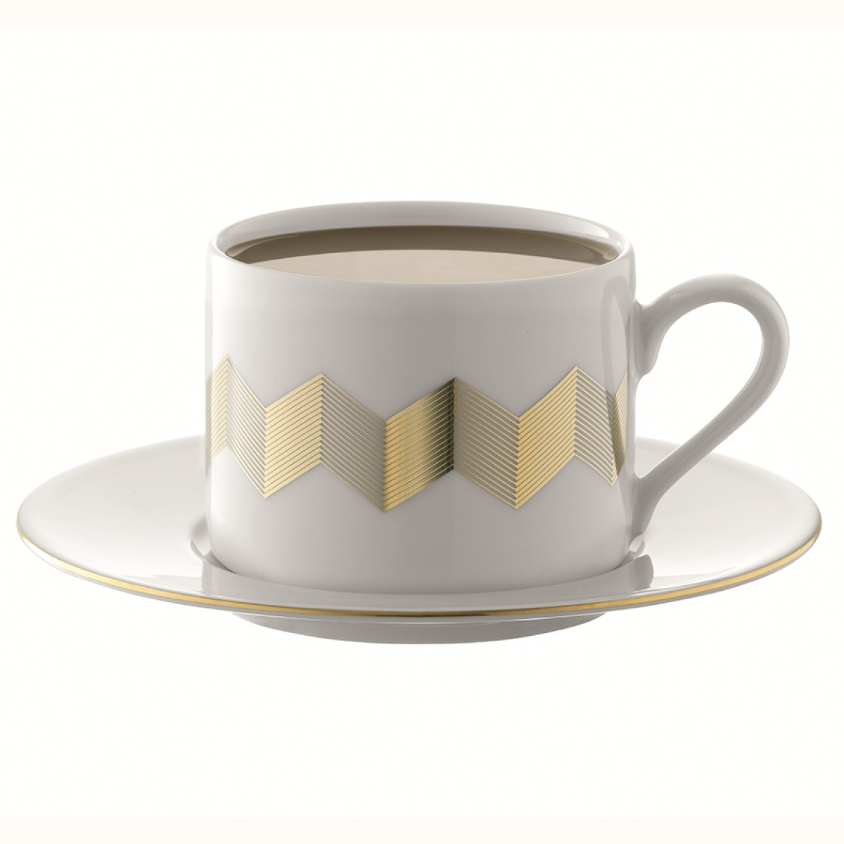 Набор чашек с блюдцами signature, chevron, 4 шт, 250 мл, золото
