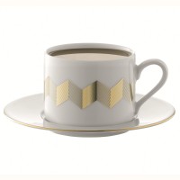 Набор чашек с блюдцами signature, chevron, 4 шт, 250 мл, золото