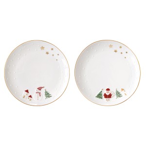 Набор десертных тарелок let it snow, santa & snowman, D16 см, 2 шт.