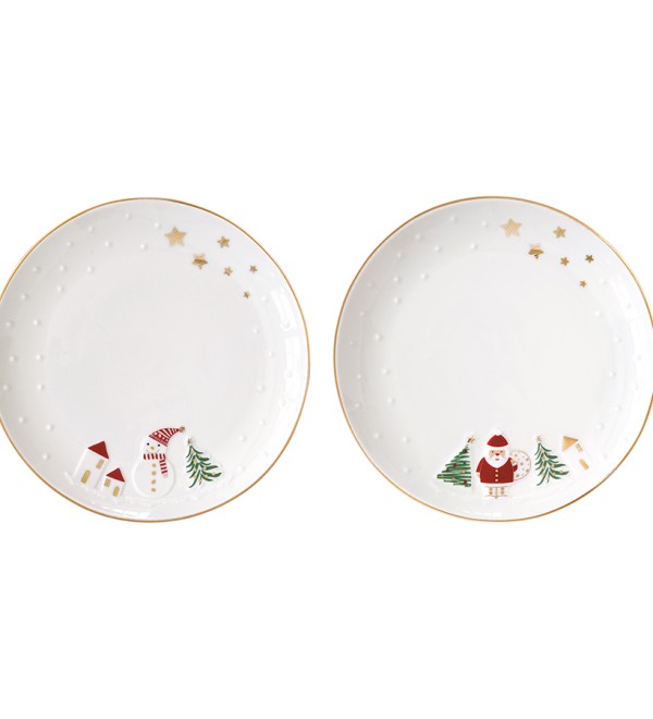 Набор десертных тарелок let it snow, santa & snowman, D16 см, 2 шт.