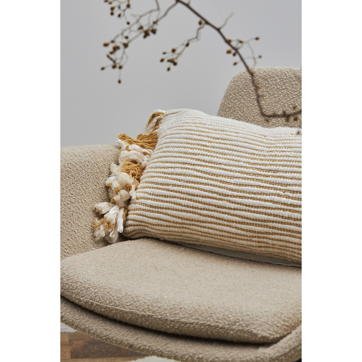Чехол на подушку горчичного цвета clouds из коллекции ethnic, 35х60 см