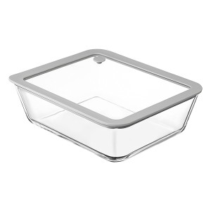 Контейнер для запекания и хранения с вакуумным эффектом vacuum glass, 2,6 л, светло-серый