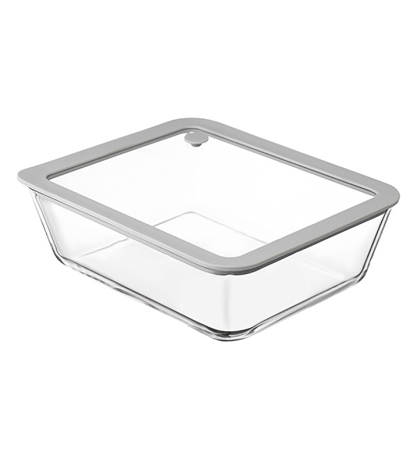 Контейнер для запекания и хранения с вакуумным эффектом vacuum glass, 2,6 л, светло-серый