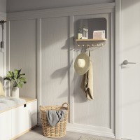 Зеркало с крючками для аксессуаров estique, 46х41 см, белое/натуральное дерево