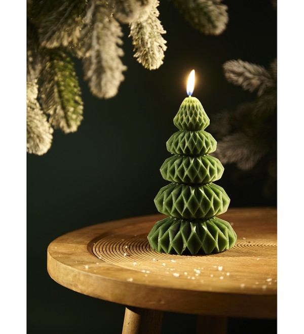 Свеча декоративная origami зеленого цвета из коллекции new year essential, 19 см