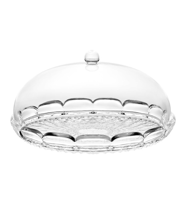 Блюдо сервировочное с крышкой vanity, D30 см, прозрачное