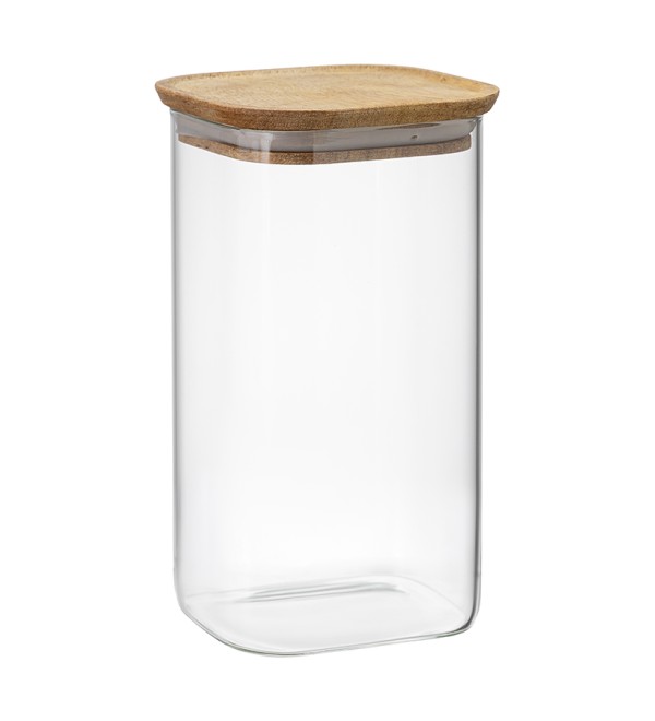 Банка для хранения квадратная glass acacia, 1,4 л