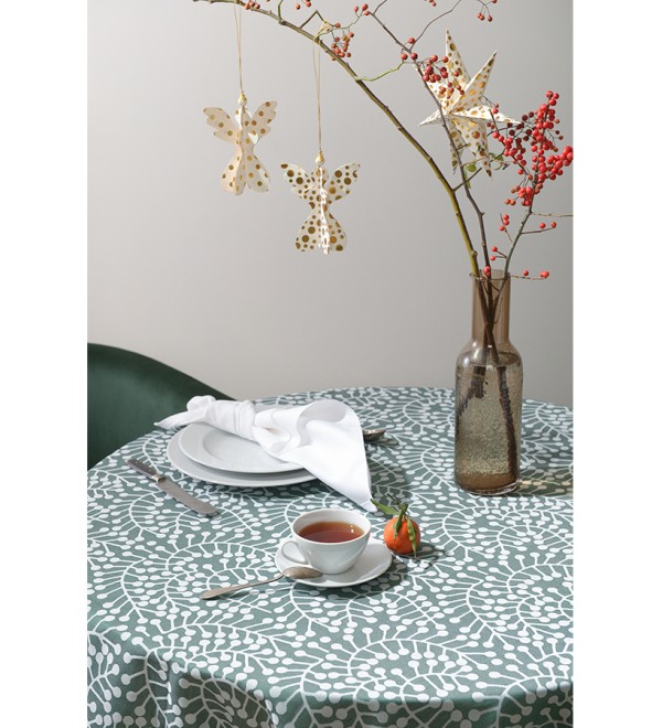 Скатерть из хлопка зеленого цвета с рисунком Спелая смородина, scandinavian touch, 180х260см