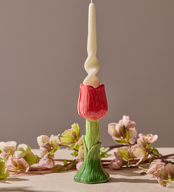 Подсвечник floret красного цвета из коллекции blossom, 18 см