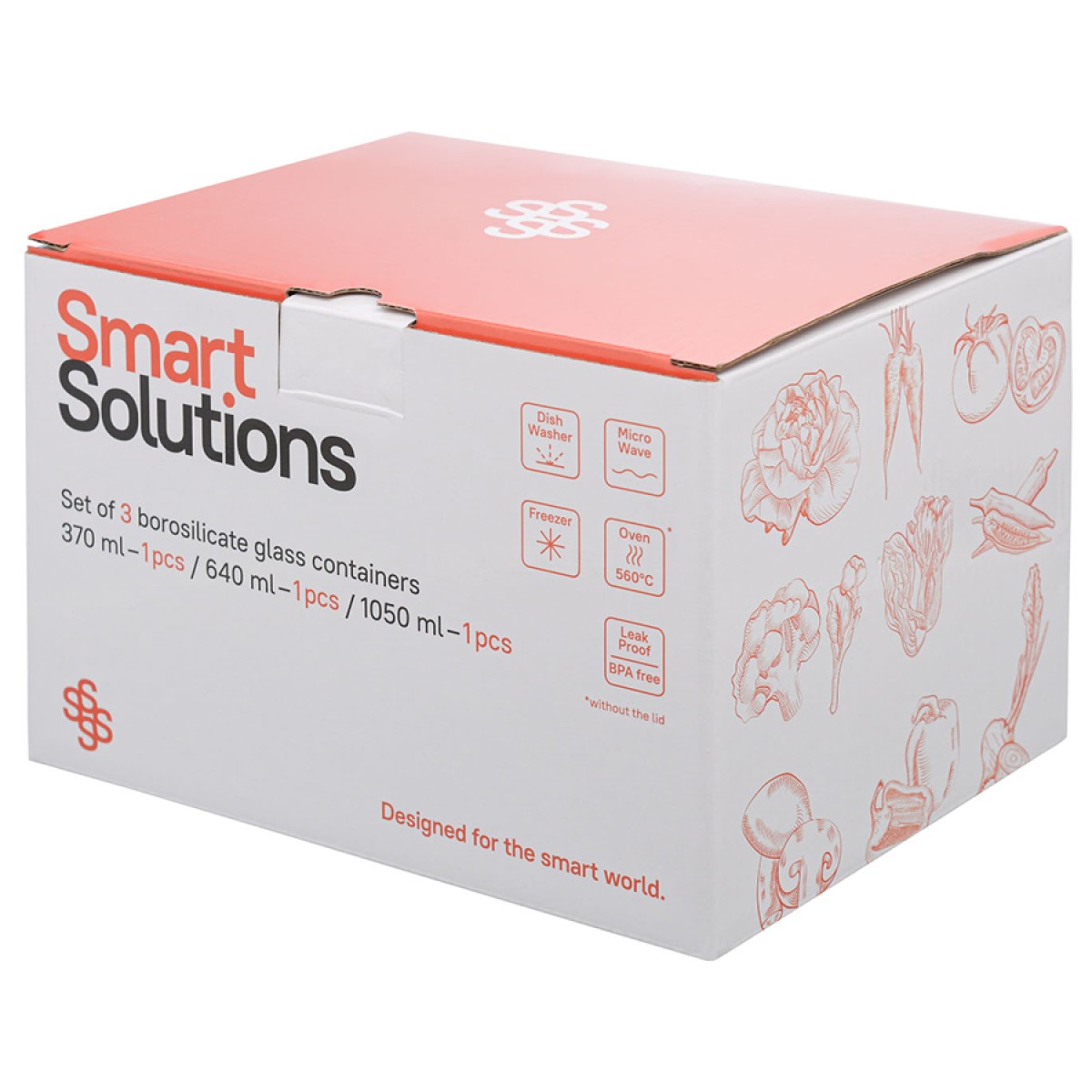 Набор контейнеров для запекания и хранения smart solutions, светло-бежевый, 3 шт.