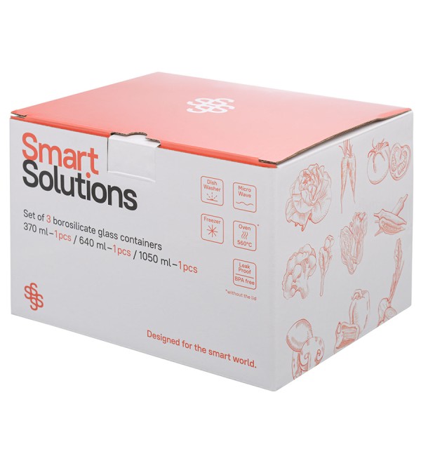 Набор контейнеров для запекания и хранения smart solutions, светло-бежевый, 3 шт.