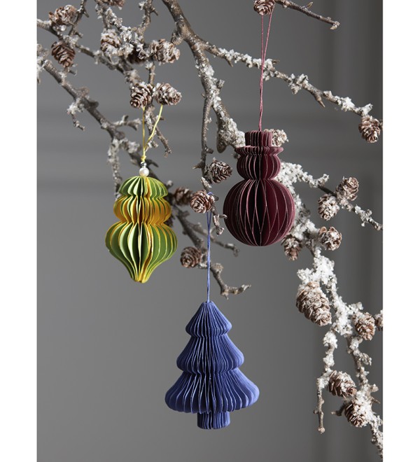 Набор елочных украшений из бумаги honeycomb festive из коллекции new year essential, 3 шт.
