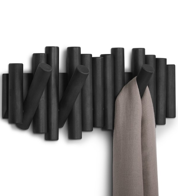 Вешалка настенная picket, 5 крючков, черная