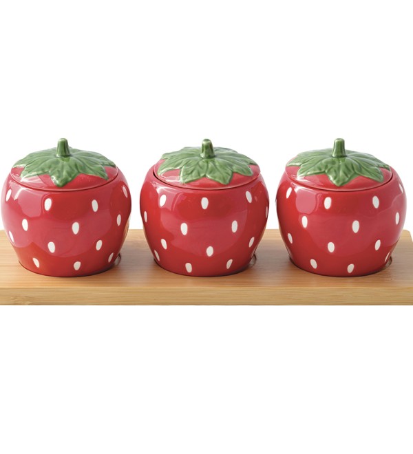 Набор банок для хранения на подставке jardin des fraise, 3шт.